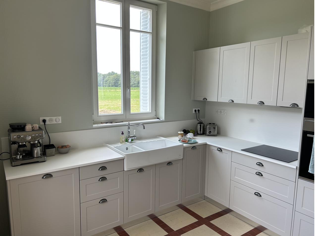 White kitchen with farmhouse sink