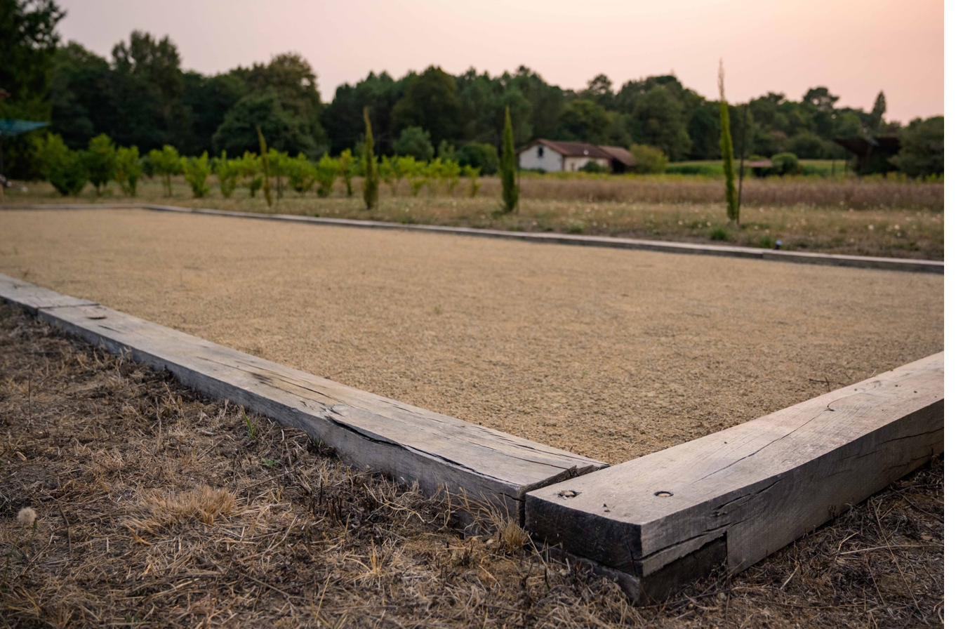 Pétanque court at sunset